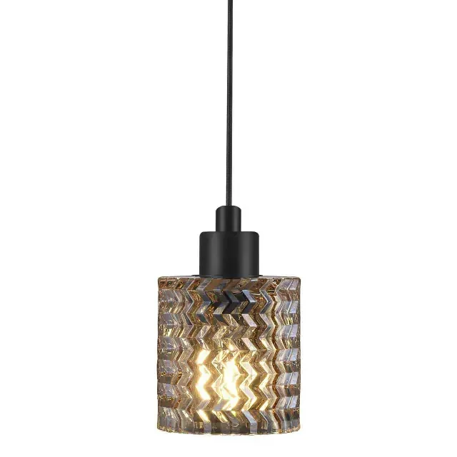 Hollywood Black with Amber Glass Pendant Light