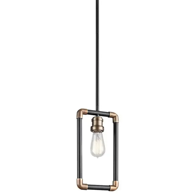 Imahn Black and Natural Brass Pendant Light