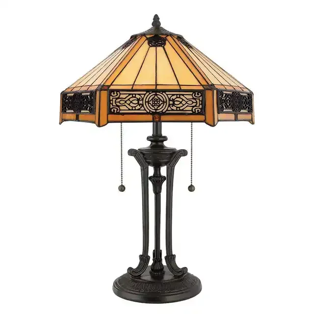 Indus 2 Light Valiant Bronze Tiffany Table Lamp