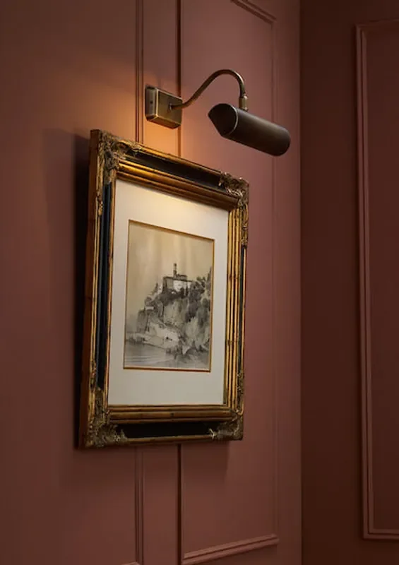 INES Single Antique Brass Adjustable Picture Light