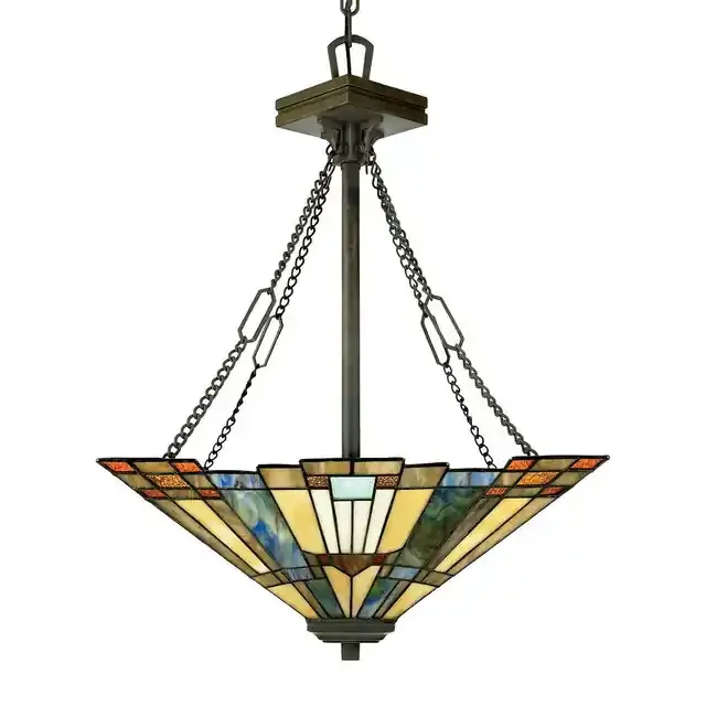 Inglenook 3 Light Valiant Bronze Tiffany Up Pendant Light