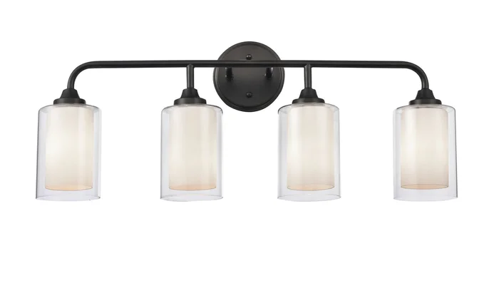 Innovations Lighting 342-4W-BK-CLW Fairbank 4 Light Bath Vanity Light, Matte Black