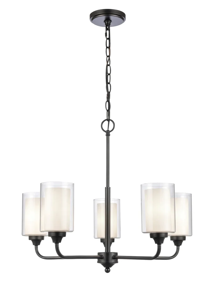 Innovations Lighting 342-5CR-BK-CLW-LED Fairbank 5 Light Chandelier, Matte Black