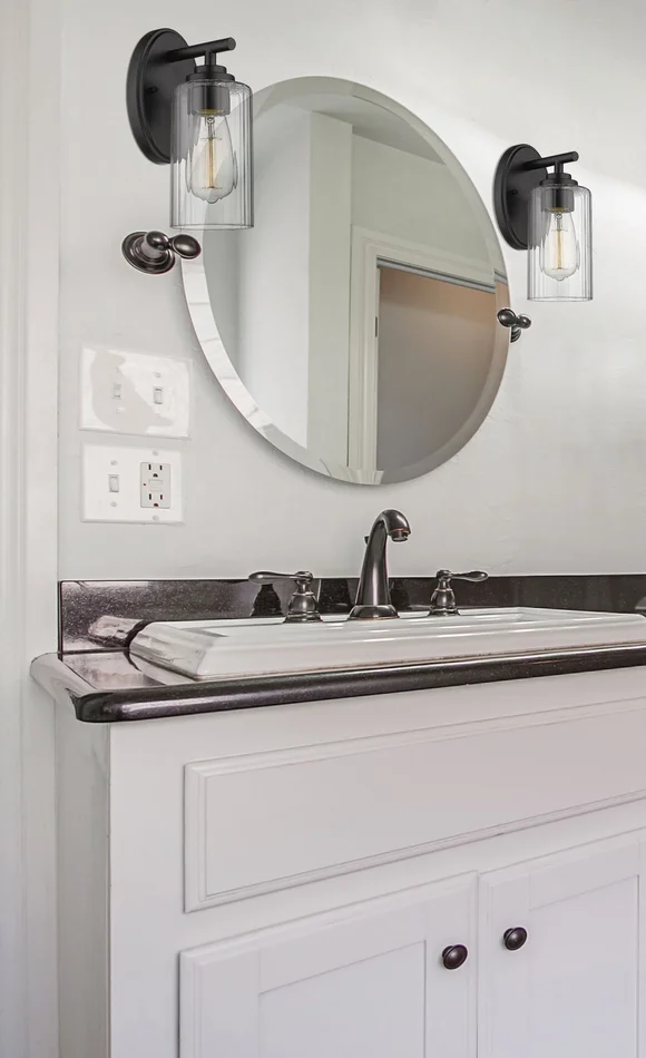 Innovations Lighting 353-1W-BK-CL Ice 1 Light Bath Vanity Light, Matte Black