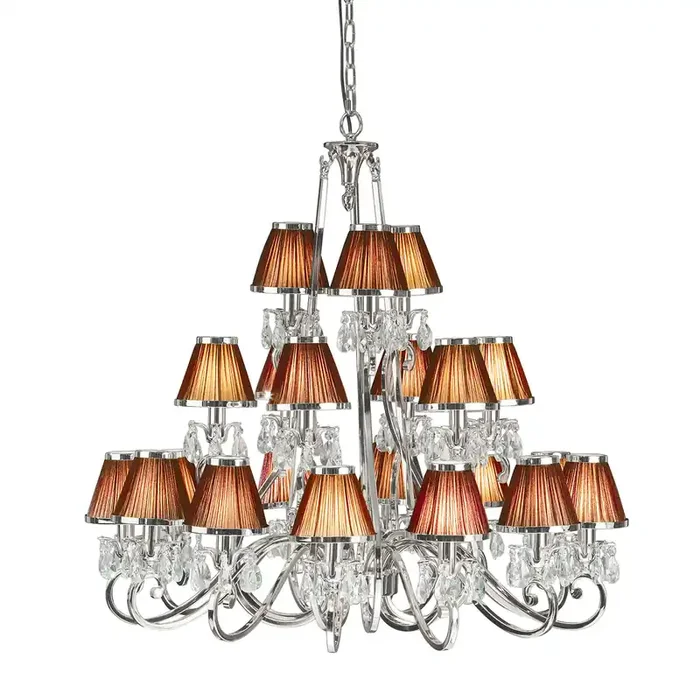 Interiors 1900 63510 Oksana Nickel 21 Light Chandelier & Chocolate Shades