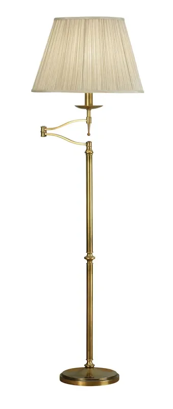Interiors 1900 63621 Stanford Antique Brass Swing Arm Floor Lamp & Beige Shade