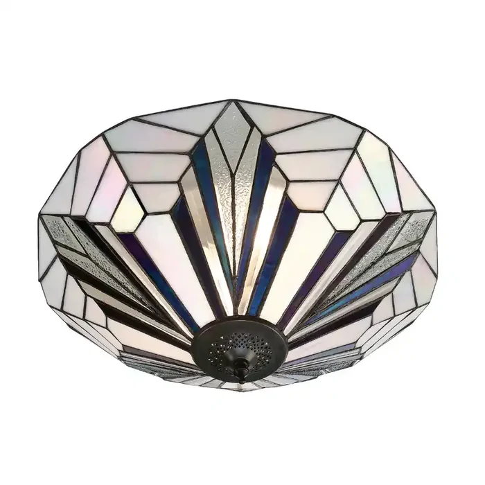 Interiors 1900 63935 Astoria Large 2 Light Tiffany Flush Ceiling Light