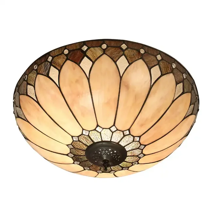 Interiors 1900 63973 Brooklyn Large 2 Light Tiffany Flush Ceiling Light