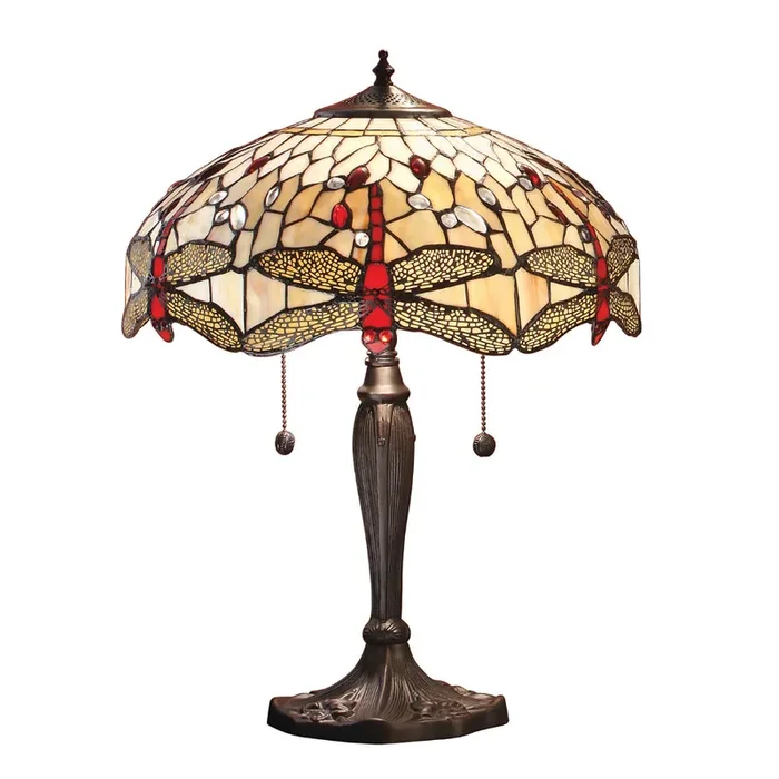 Interiors 1900 64085 Dragonfly Beige Medium Tiffany Table Lamp