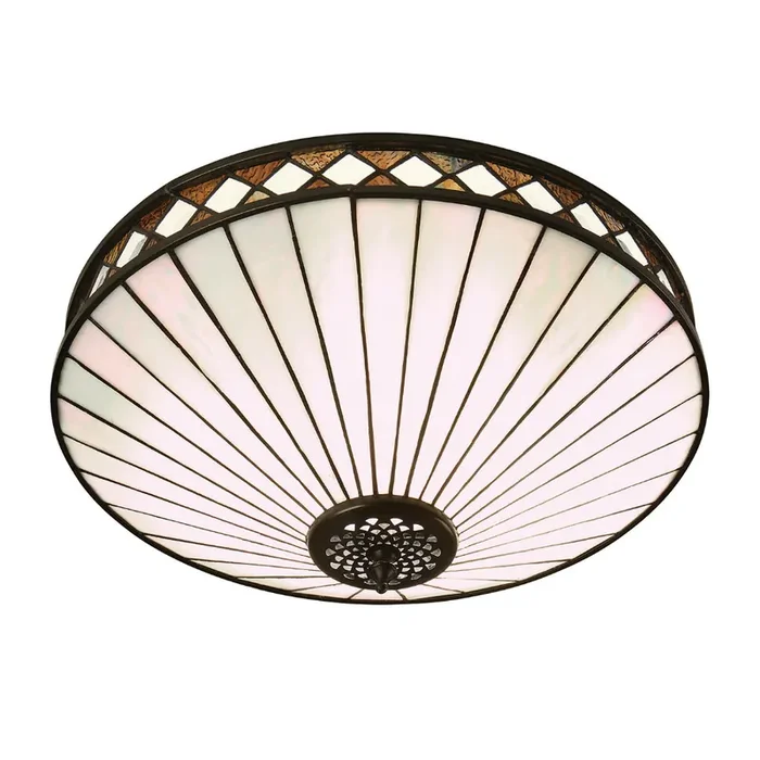 Interiors 1900 64145 Fargo Medium 2 Light Tiffany Flush Ceiling Light