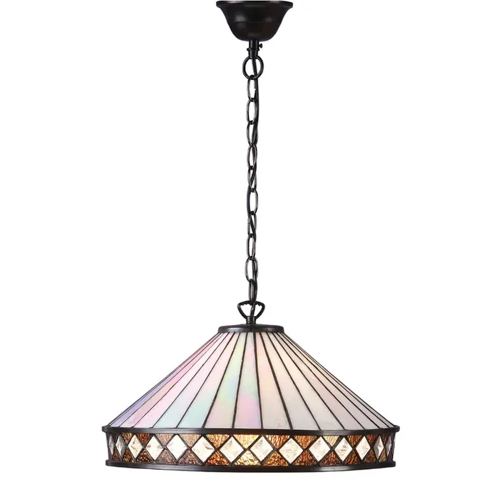 Interiors 1900 64147 Fargo Large Single Light Tiffany Pendant Ceiling Light