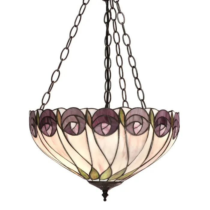 Interiors 1900 64175 Hutchinson Medium Inverted 3 Light Tiffany Pendant Ceiling Light