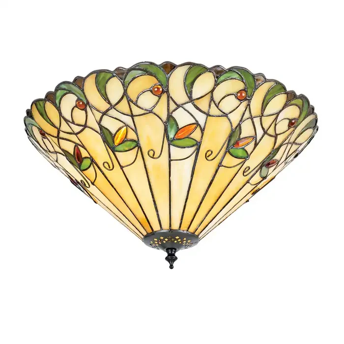 Interiors 1900 70706 Jamelia Large 2 Light Tiffany Flush Ceiling Light