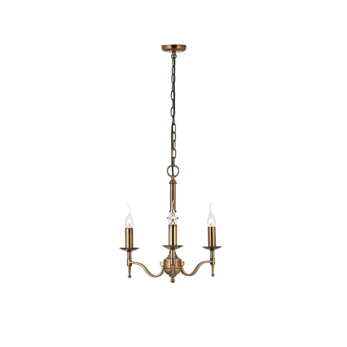 Interiors 1900 CA1P3B Stanford Antique Brass 3 Light Chandelier