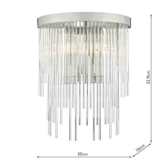 Isla Polished Chrome And Clear Glass 2 Light Wall Light