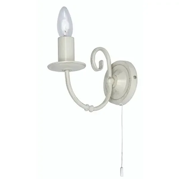 Ivory Single Lamp Vintage Traditional Wall Light with Pull Switch – 150mm