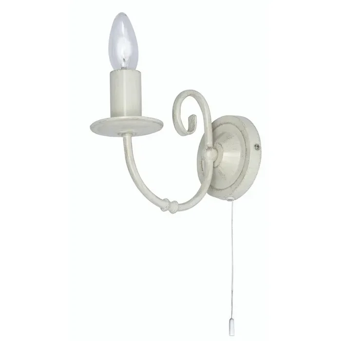 Ivory Single Lamp Vintage Traditional Wall Light with Pull Switch – 150mm