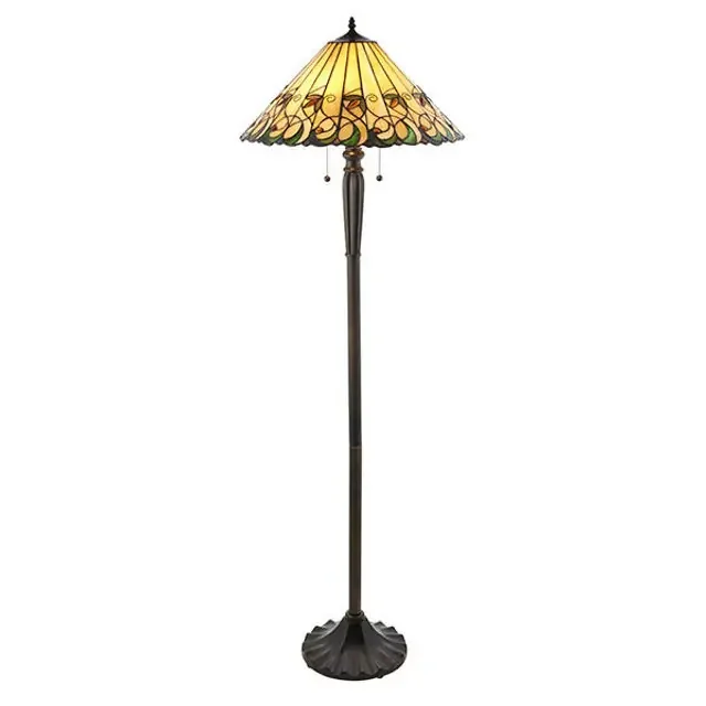 Jamelia 2 Light Dark Bronze Tiffany Floor Lamp