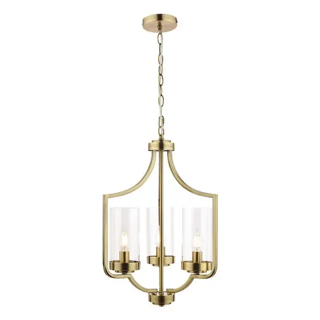 Joseph 3 Light Antique Brass with Glass Chandelier