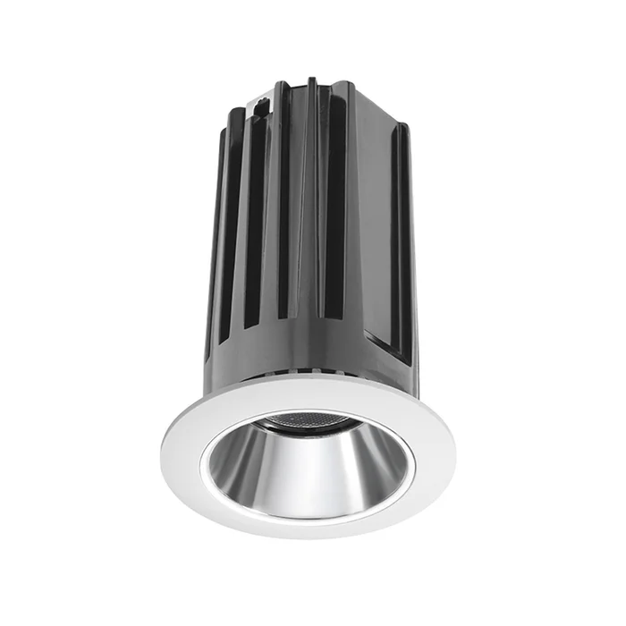 Juno Lighting 2LEDTRIM G2 DC 40K 90CRI NFL CWH Recessed 2″ LED Downlight Cone Trim, 4000K, 90 CRI, Narrow Flood Beam, Clear Alzak Reflector with White Trim Ring