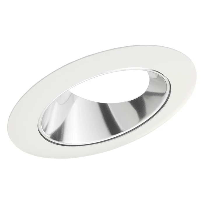 Juno Lighting 46L CWH 4″ Angle Cut Cone, Standard Slope 9° to 24°, Clear Alzak Cone with White Trim Ring