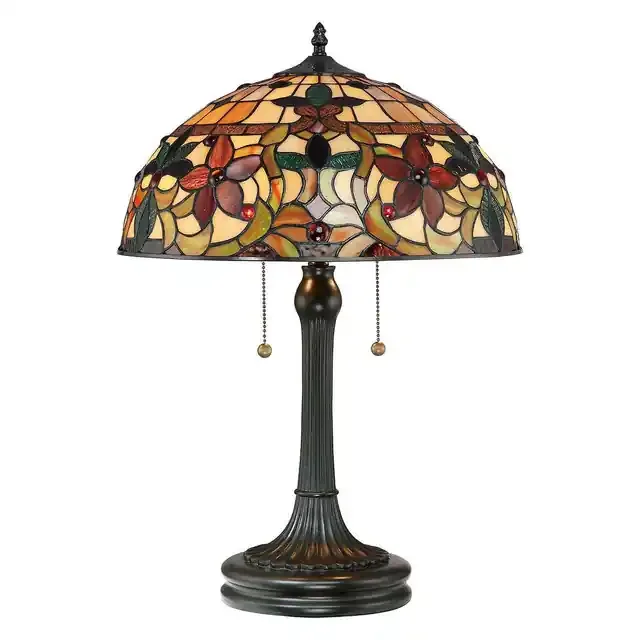 Kami 2 Light Vintage Bronze Tiffany Table Lamp