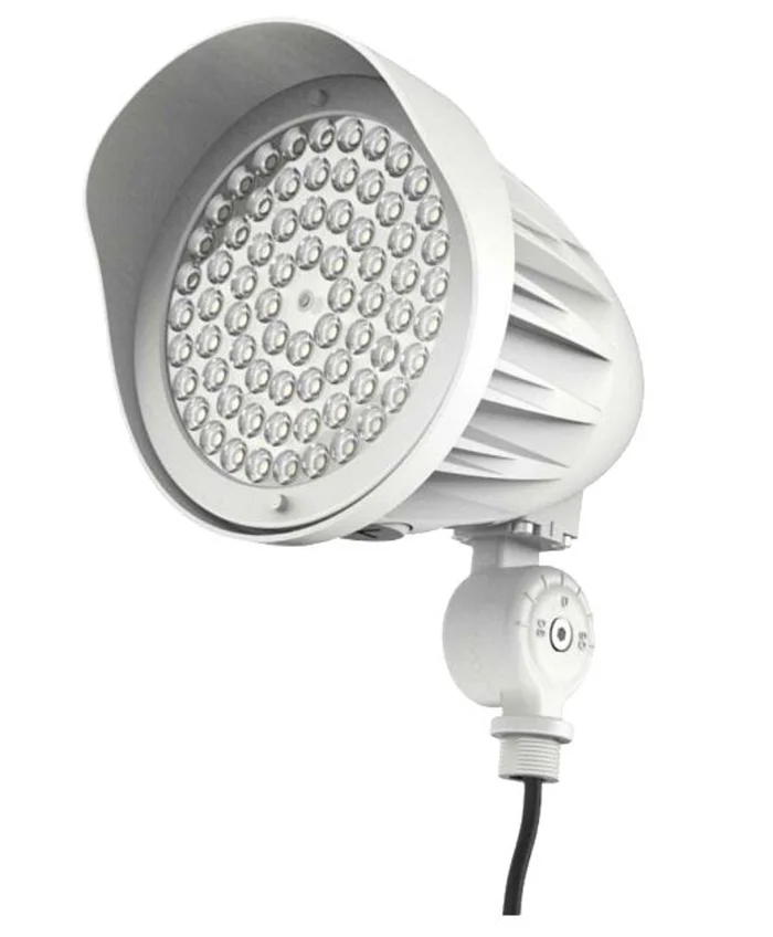 Keystone KT-FLED25PS-C1E-UNV-8CSB-VDIM-W Bullet LED Flood Light with Photocell, 120-277V, Selectable Wattage (15W/20W/25W), Selectable CCT (3000K/4000K/5000K), White