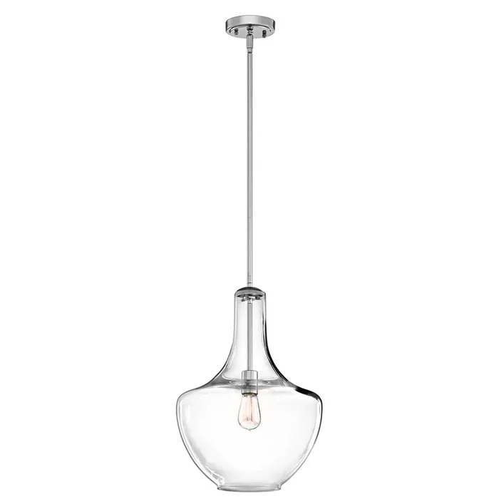 Kichler KL-EVERLY-P-M-CH Everly Single Light Chrome Medium Pendant Ceiling Light