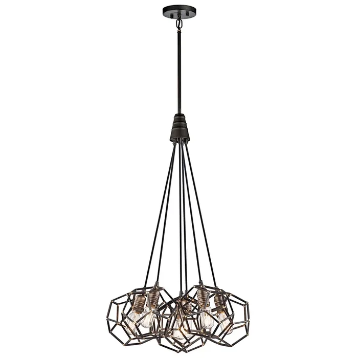 Kichler KL-ROCKLYN6-RS Rocklyn 6 Light Raw Steel Pendant Ceiling Light