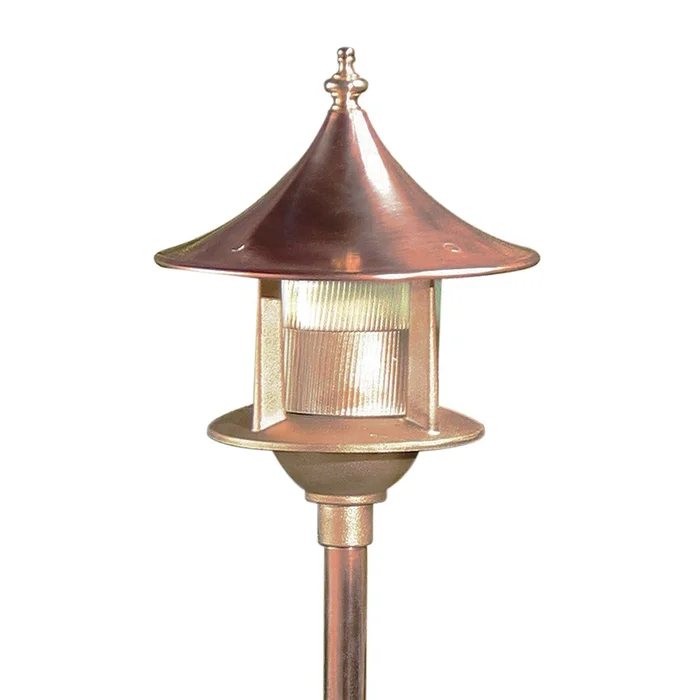 Kim Lighting BN189/3L3KUV/NB/H60NB Traditional 8″ Brass LED Landscape Light with Copper Pagoda Hood, 120V, 5.2W, 3 LEDs, 3000K, Natural Brass