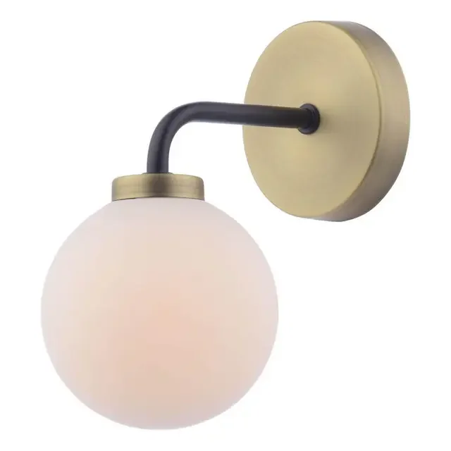 Lainey Matt Black with Opal Glass Wall Light