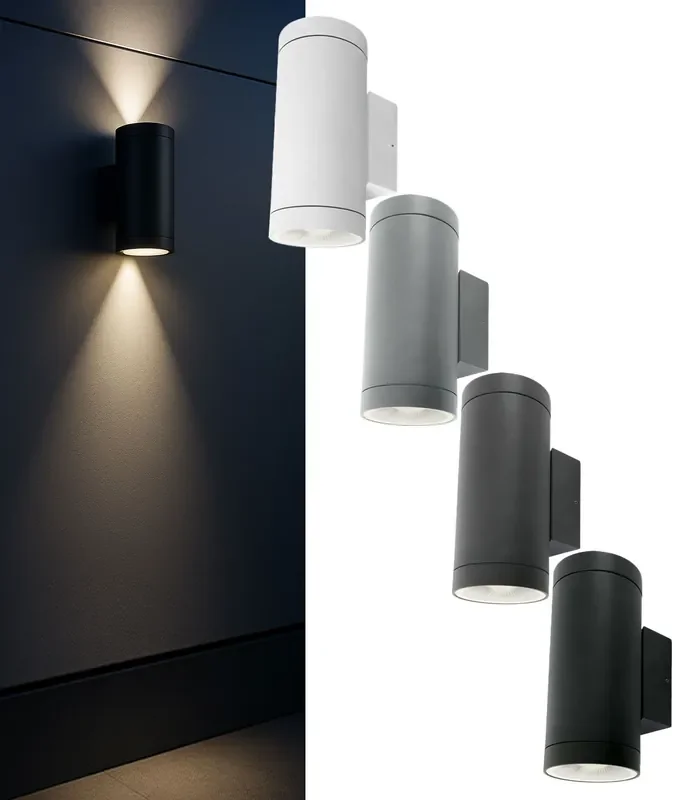 Large Commercial Up and Down Wall Light – Twin PAR30 LED, 108mm Diameter