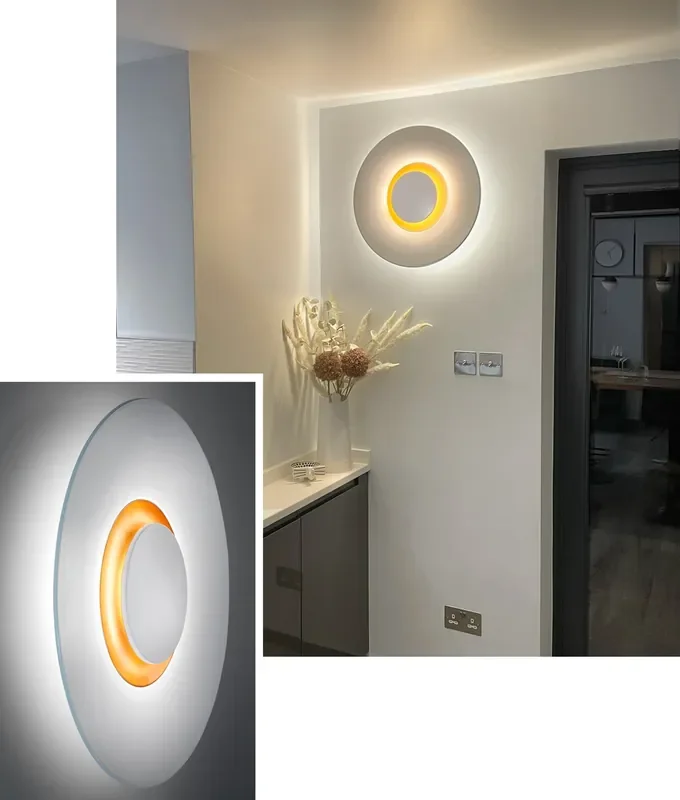 Large Wall Light – Backlit With LEDs in White with Gold Detail