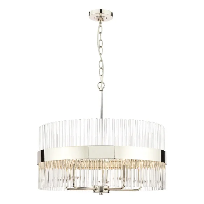 Laura Ashley Alexa 5lt Pendant Polished Nickel Glass Rods • LA3689240-Q