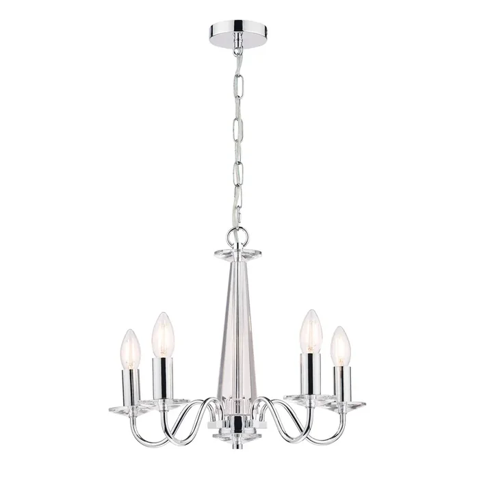 Laura Ashley Blake 5lt Chandelier Cut Glass & Polished Chrome • LA3702763-Q