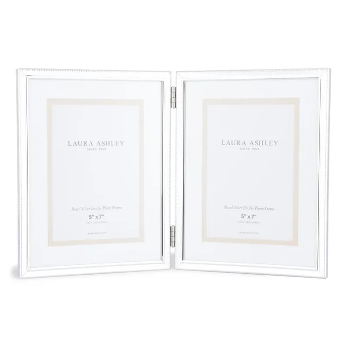 Laura Ashley Boxed 2 Aperture Photo Frame Polished Silver 5×7″ • LA3724609-Q