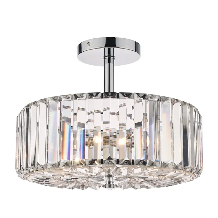 Laura Ashley Fernhurst 3lt Semi Flush Polished Chrome Glass • LA3621343-Q