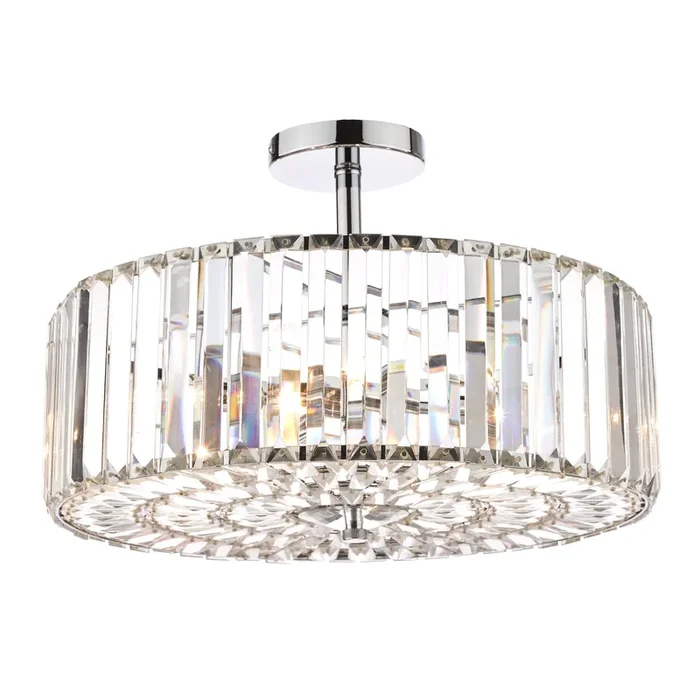 Laura Ashley Fernhurst 4lt Semi Flush Polished Chrome Glass • LA3649007-Q