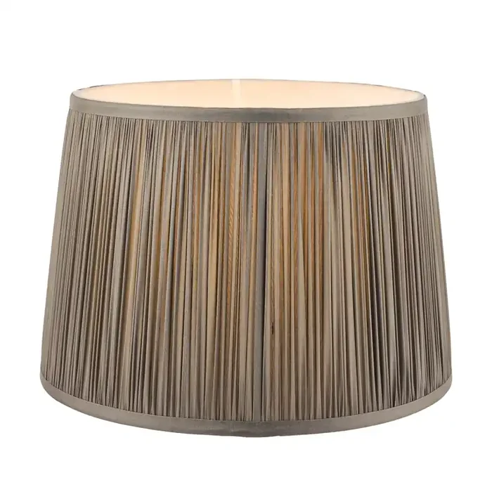 Laura Ashley Hemsley Pleated Silk Empire Drum Shade Grey 20cm/8 inch • LA3713804-Q
