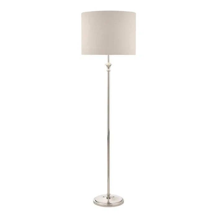 Laura Ashley Highgrove Floor Lamp Polished Nickel With Shade • LA3756091-Q