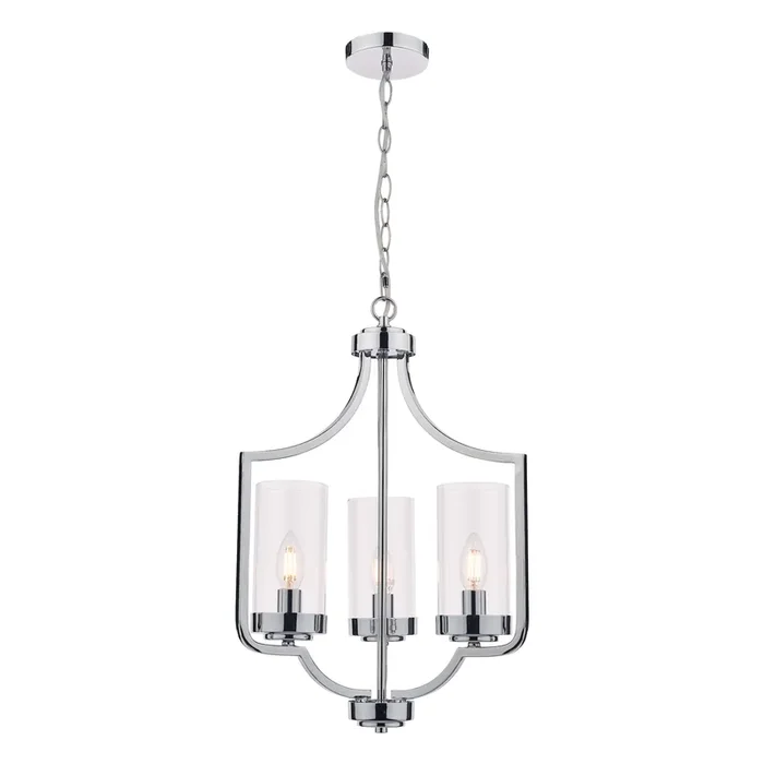 Laura Ashley Joseph 3lt Chandelier Polished Chrome Glass • LA3732582-Q