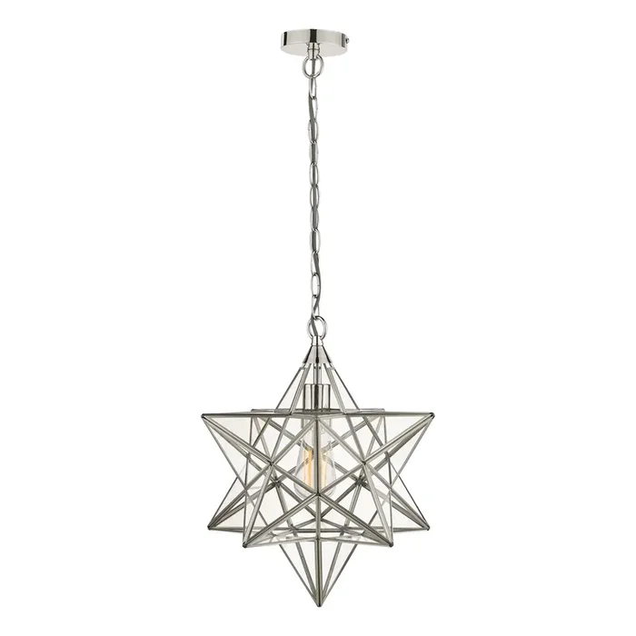 Laura Ashley Large Star Pendant Silver Glass • LA3756152-Q