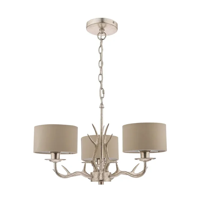 Laura Ashley Mulroy 3lt Antler Chandelier Champagne With Shades • LA3713736-Q