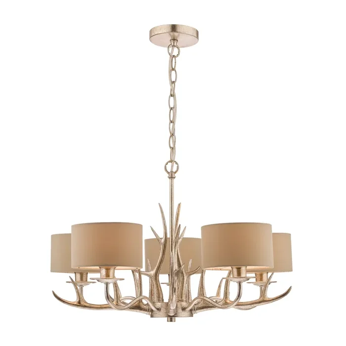 Laura Ashley Mulroy 5lt Antler Chandelier Champagne With Shades • LA3677580-Q