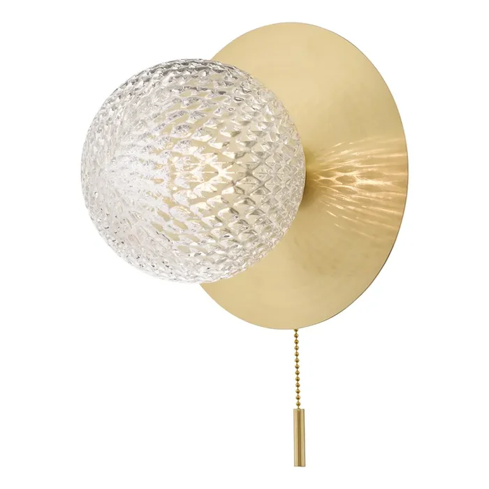 Laura Ashley Prague Bathroom Wall Light Glass Satin Brass IP44 • LA3756111-Q