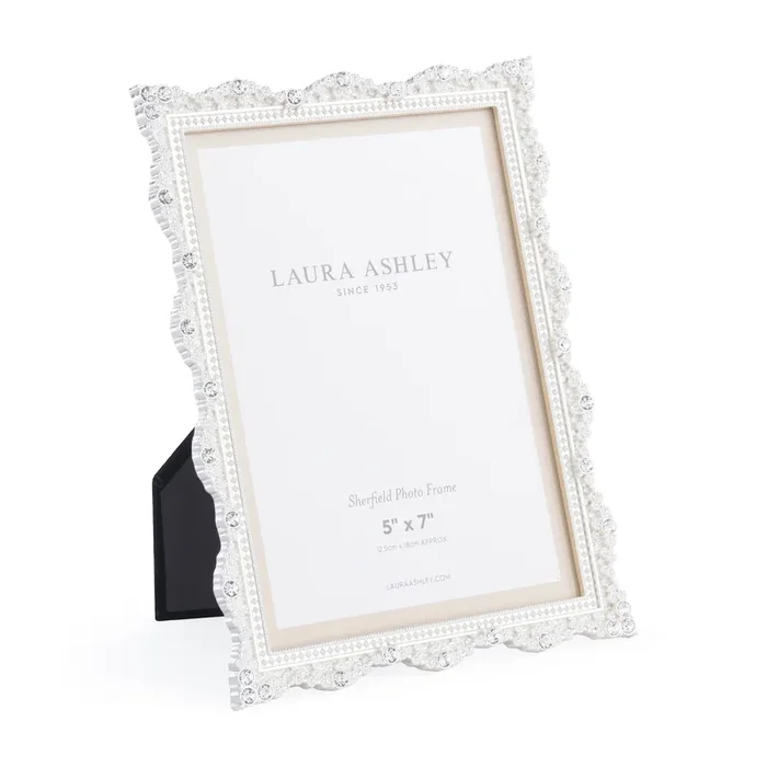 Laura Ashley Sherfield Photo Frame Polished Silver 5×7 Inch • LA3756173-Q