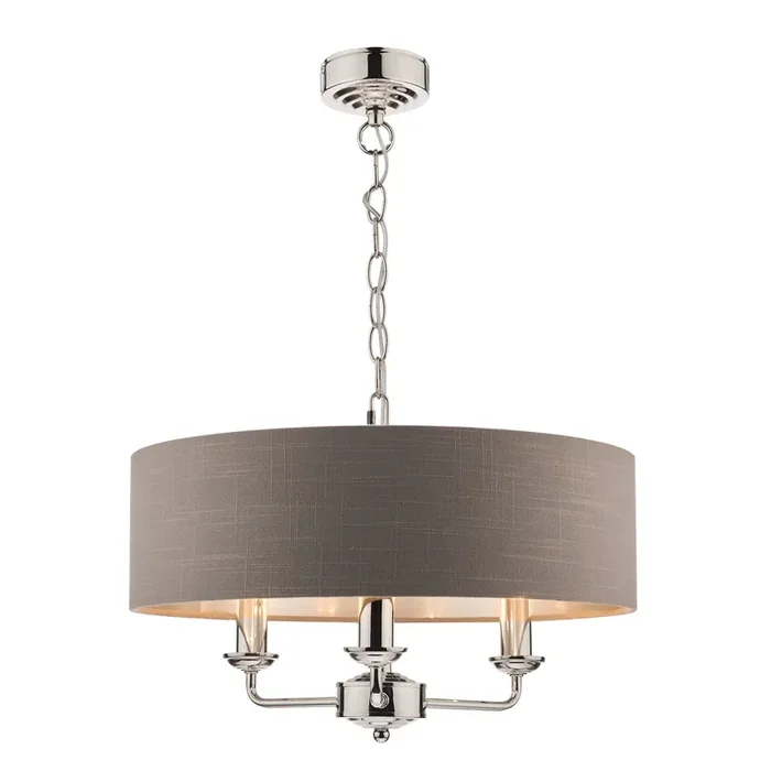 Laura Ashley Sorrento 3lt Pendant Polished Nickel With Charcoal Shade • LA3688867-Q