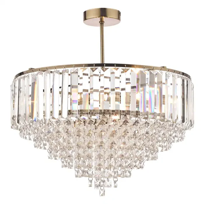 Laura Ashley Vienna 5lt Semi Flush Crystal & Antique Brass • LA3637913-Q