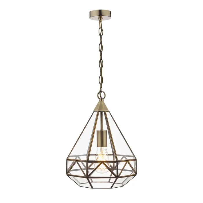 Laura Ashley Zaria Pendant Antique Brass Glass • LA3650506-Q
