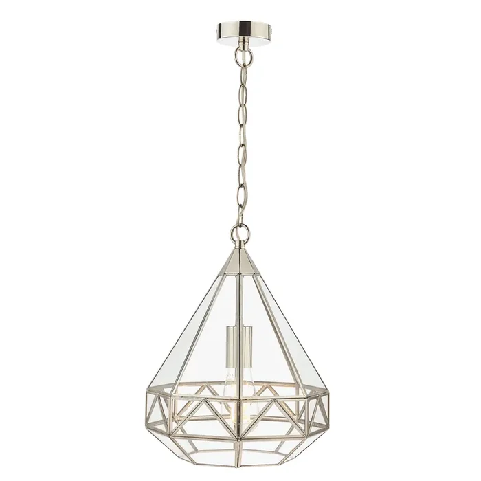 Laura Ashley Zaria Pendant Polished Silver Glass • LA3756169-Q